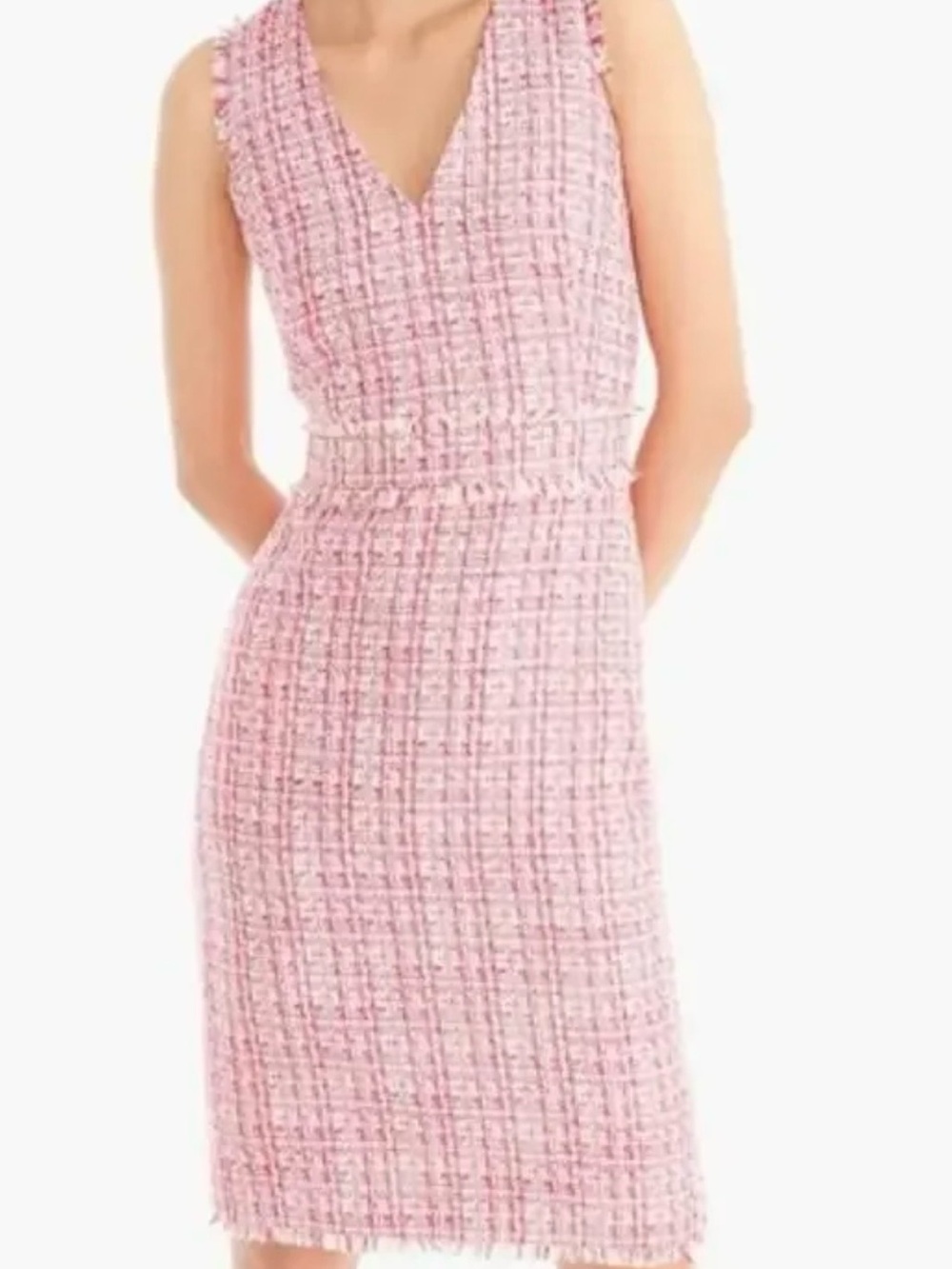 J.crew women’s Sleeveless Pink Tweed Sheath Dress size 8